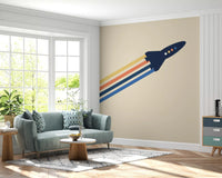 Retro Rocket Blast Off Space Wall Mural