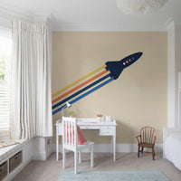 Retro Rocket Blast Off Space Wall Mural
