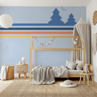 Minimalist Night Forest Horizon Wall Mural