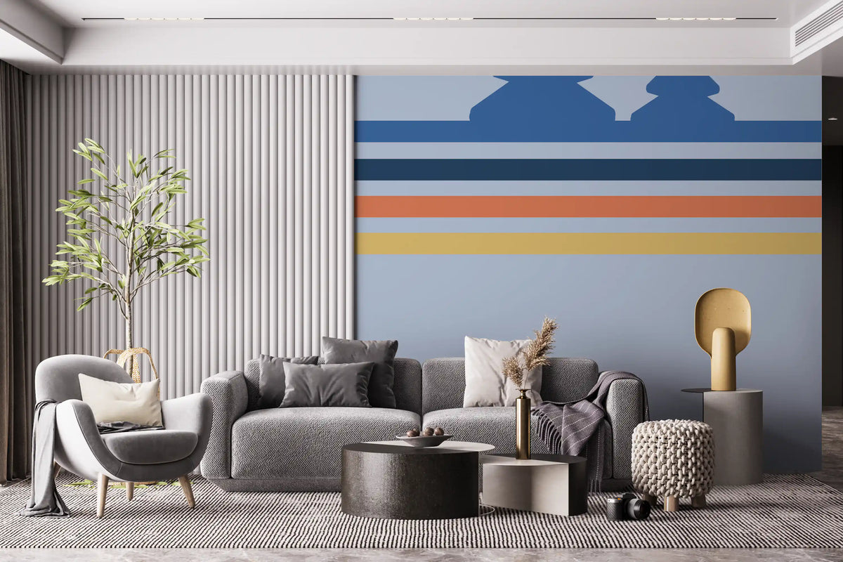 Minimalist Night Forest Horizon Wall Mural