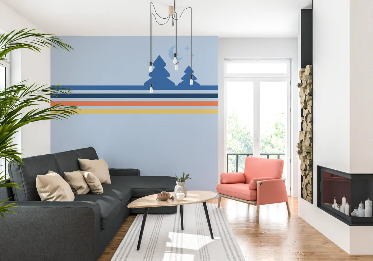 Minimalist Night Forest Horizon Wall Mural