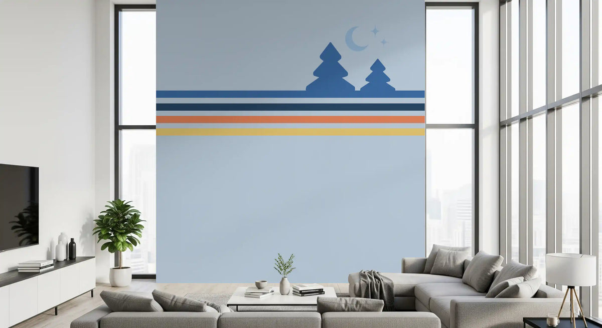 Minimalist Night Forest Horizon Wall Mural