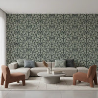 Sage Botanical Scroll Damask Wallpaper⁠
