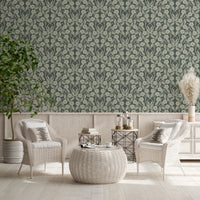 Sage Botanical Scroll Damask Wallpaper⁠