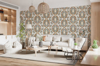 Watercolor Botanical Wreath Motif Wallpaper⁠