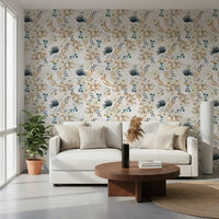 Muted Floral Botanical Pattern Wallpaper⁠