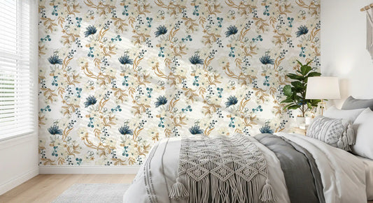 Muted Floral Botanical Pattern Wallpaper⁠