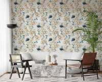 Muted Floral Botanical Pattern Wallpaper⁠