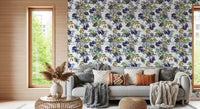 Watercolor Berry and Leaf Motif Wallpaper⁠