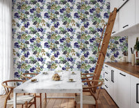 Watercolor Berry and Leaf Motif Wallpaper⁠
