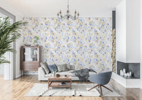 Watercolor Blue and Beige Floral Botanical Wallpaper⁠