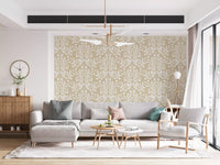 Cream and White Damask Silhouette Wallpaper⁠
