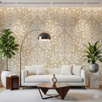 Cream and White Damask Silhouette Wallpaper⁠
