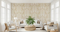 Cream and White Damask Silhouette Wallpaper⁠