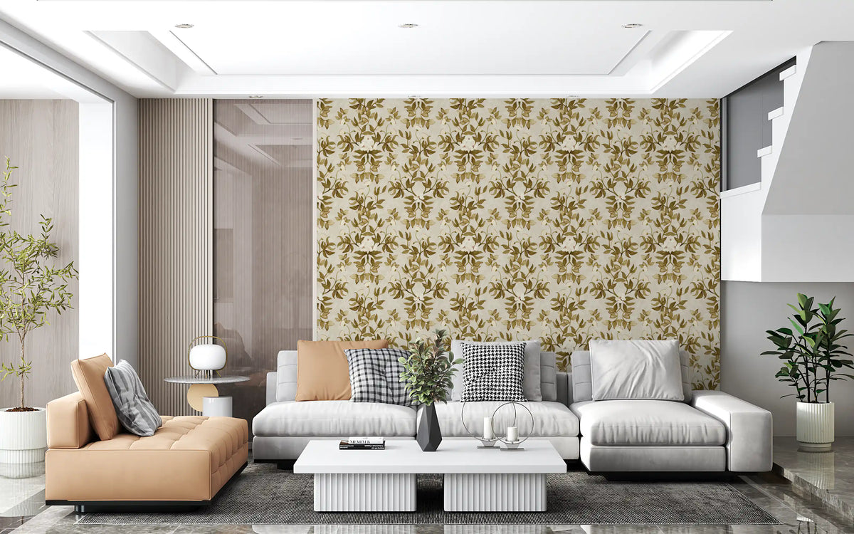 Vintage Hand-Painted Foliage Repeats Wallpaper⁠