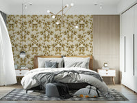 Vintage Hand-Painted Foliage Repeats Wallpaper⁠