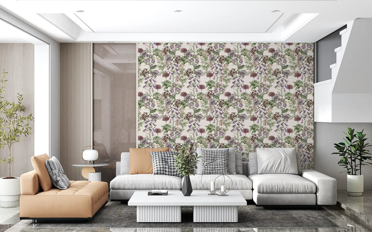 Victorian Flora Etching Pattern Wallpaper⁠