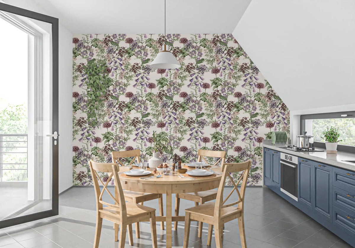 Victorian Flora Etching Pattern Wallpaper⁠