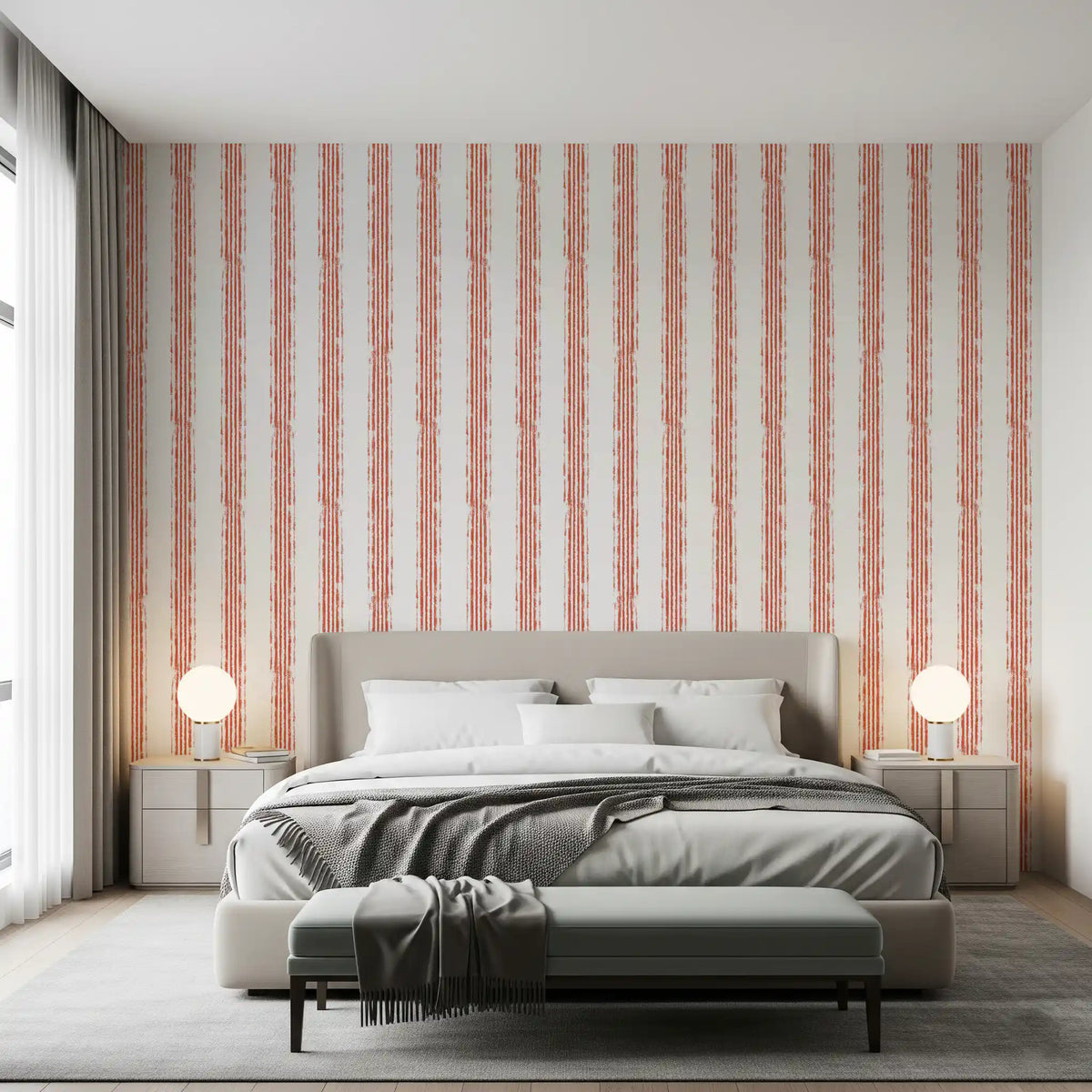 Minimalist Terracotta Line Pattern Wallpaper⁠