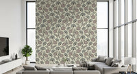 Danube Retro Vintage Floral Zinnia Cow Parsley in Charcoal Ecru Wallpaper⁠