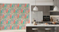 Delphinium Garden Retro Summer Floral Brights Wallpaper⁠