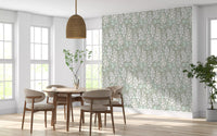 Delphinium Garden Retro Summer Floral White Gray Wallpaper⁠