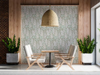 Delphinium Garden Retro Summer Floral White Gray Wallpaper⁠