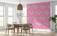 Delphinium Garden Retro Summer Floral Pretty Pink Wallpaper⁠