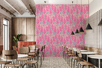 Delphinium Garden Retro Summer Floral Pretty Pink Wallpaper⁠
