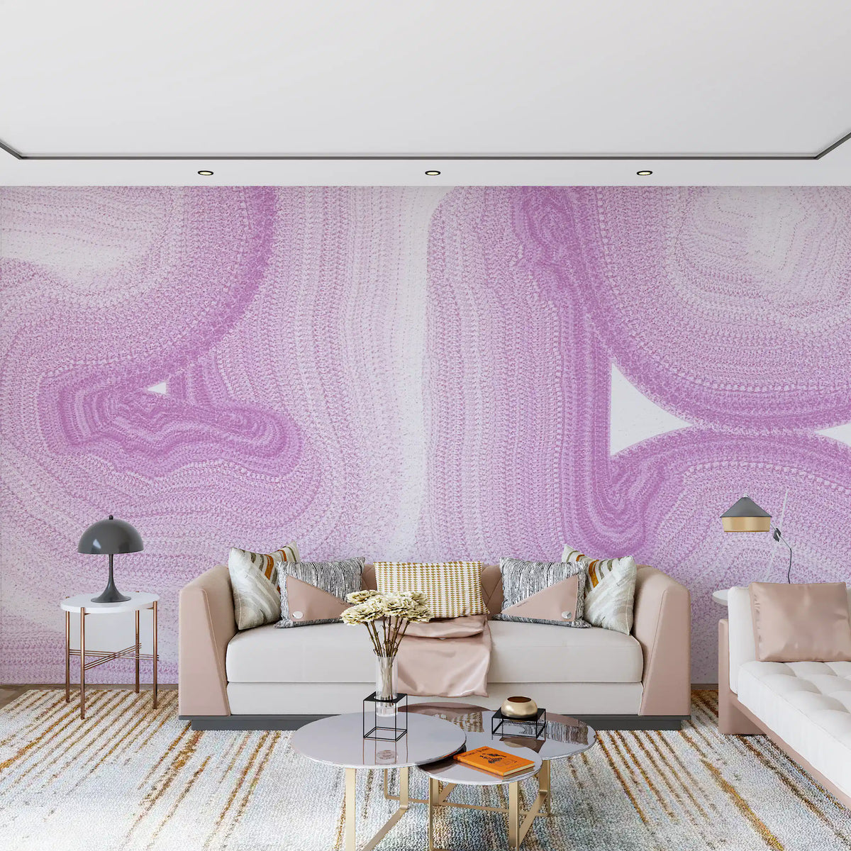 Soft Lavender Fluid Marble Flow Wall Mural
