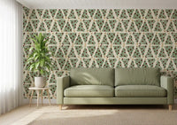 Alternating Holiday Xmas Staggered Christmas Trees Grid Wallpaper⁠