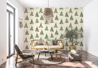 Minimal Holiday Xmas Woodland Christmas Trees Tossed Wallpaper⁠