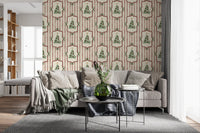 Preppy Christmas Tree Bows Ribbon Stripes - Cranberry Red Wallpaper⁠