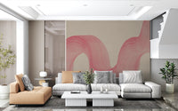 Abstract Crimson Fluid Waves Wall Mural