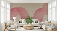 Abstract Crimson Fluid Waves Wall Mural
