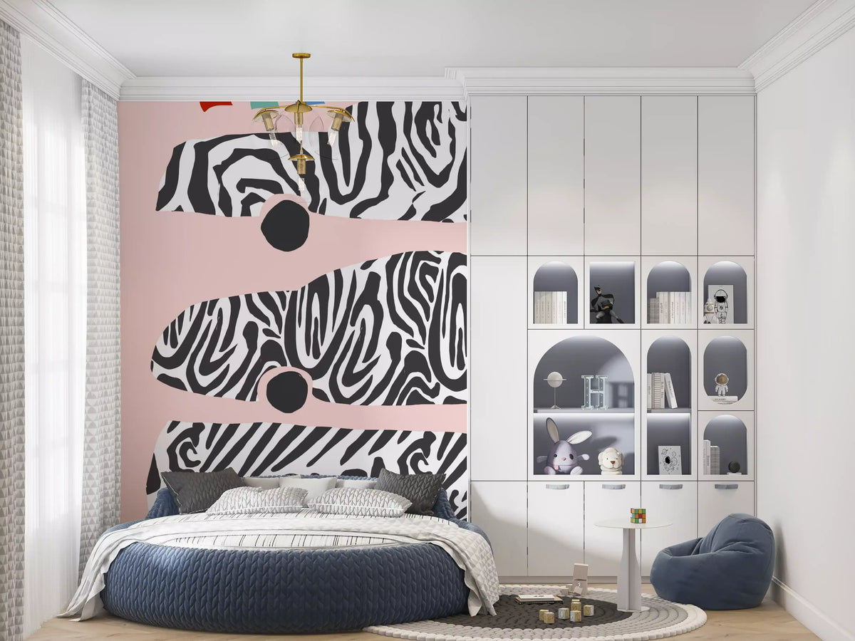 Modern Rainbow and Zebra Patterned Cars Wall Mural