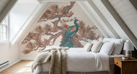 Chinoiserie Pine and Bird Motif Wall Mural
