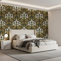 Golden Foliage Damask Wallpaper⁠