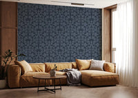 Midnight Navy Botanical Damask Wallpaper⁠