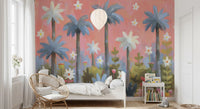 Pink Tropical Garden Oasis Wall Mural