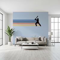 Retro Cricket Player Silhouette Wall Mural