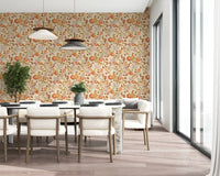 Watercolor Autumn Fruit Leaves Desaturated Soft Harvest Pattern Wallpaper⁠