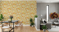 Watercolor Autumn Fruit Leaves Olive Sage Green Harvest Pattern Wallpaper⁠