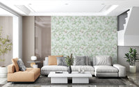 Abstract Painted Foliage in Sage Wallpaper⁠