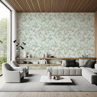 Abstract Painted Foliage in Sage Wallpaper⁠