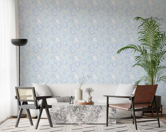 Soft Azure Swirls Abstract Wallpaper⁠