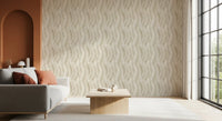 Beige Woven Leaf Trails Wallpaper⁠