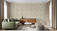 Beige Woven Leaf Trails Wallpaper⁠