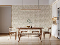 Beige Woven Leaf Trails Wallpaper⁠