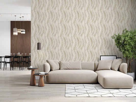 Beige Woven Leaf Trails Wallpaper⁠